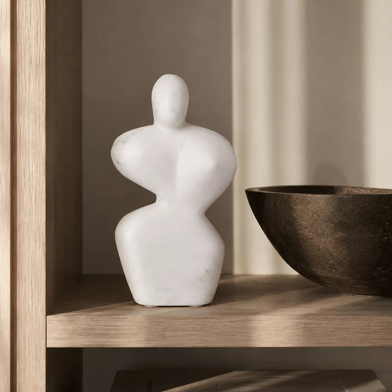 Savio White Marble Abstract Sculpture