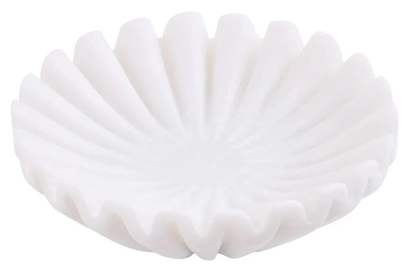 Savio White Fluted Marble Trinket Bowl
