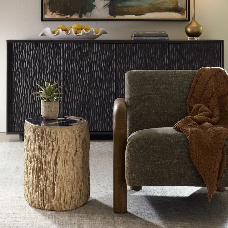 Arco Top Accent Table in Petrified Wood