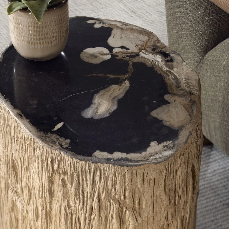 Arco Top Accent Table in Petrified Wood