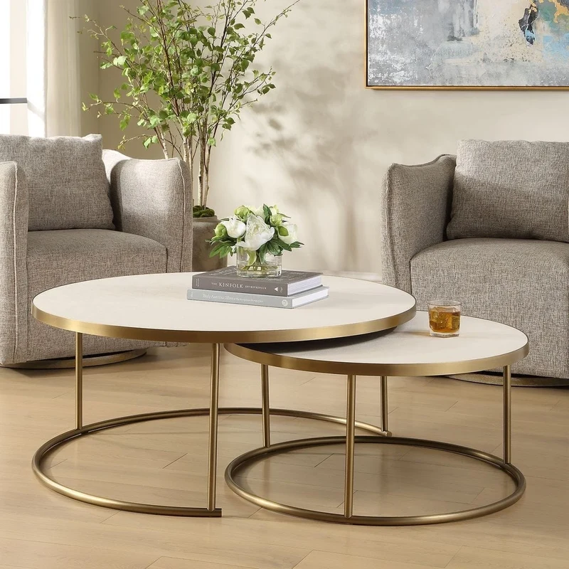 Aragon Nesting Coffee Tables in White - Set of 2
