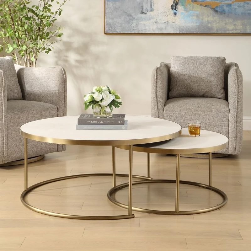 Aragon Nesting Coffee Tables in White - Set of 2