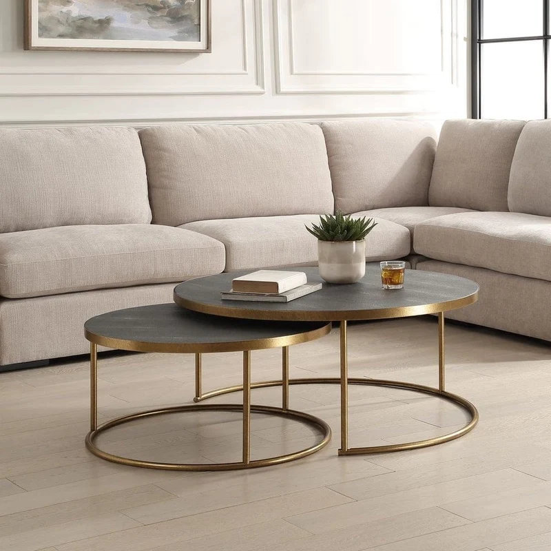 Aragon Nesting Coffee Tables in Grey Set of 2