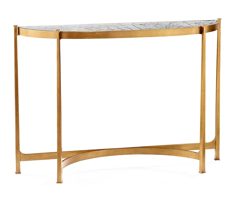 Demilune Console Table Contemporary Gilded - Large