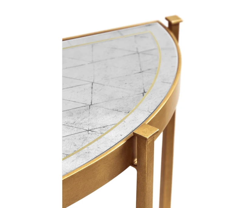 Demilune Console Table Contemporary Gilded - Large