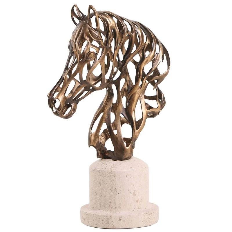 Horse Head Sculpture in Gold
