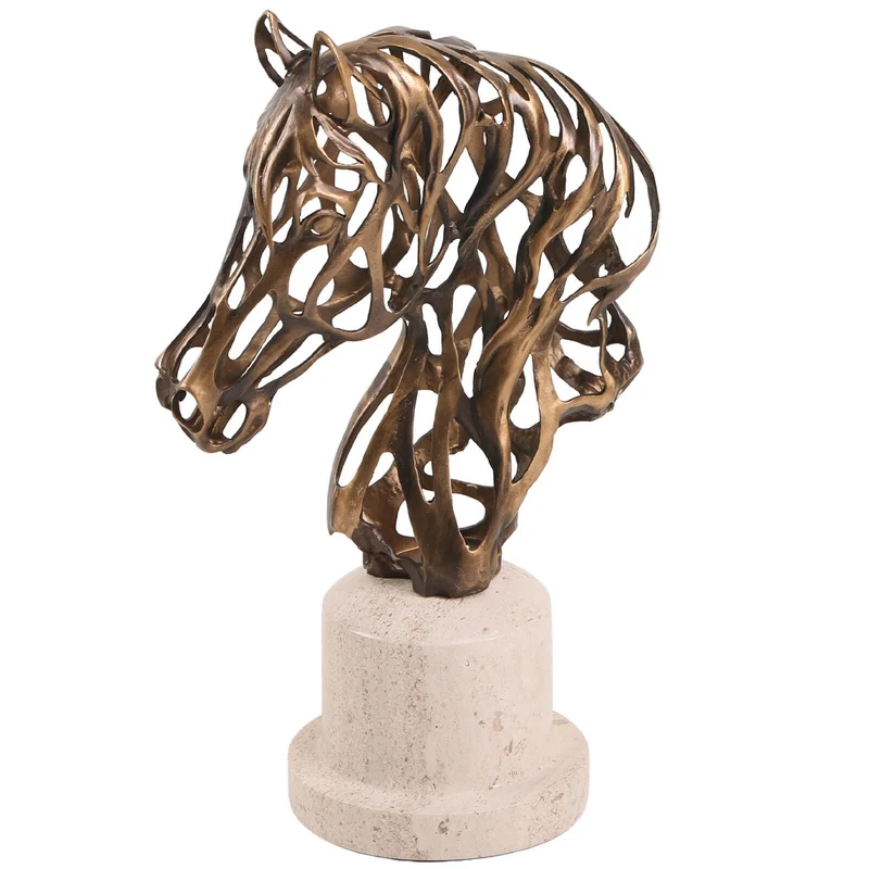 Horse Head Sculpture in Gold
