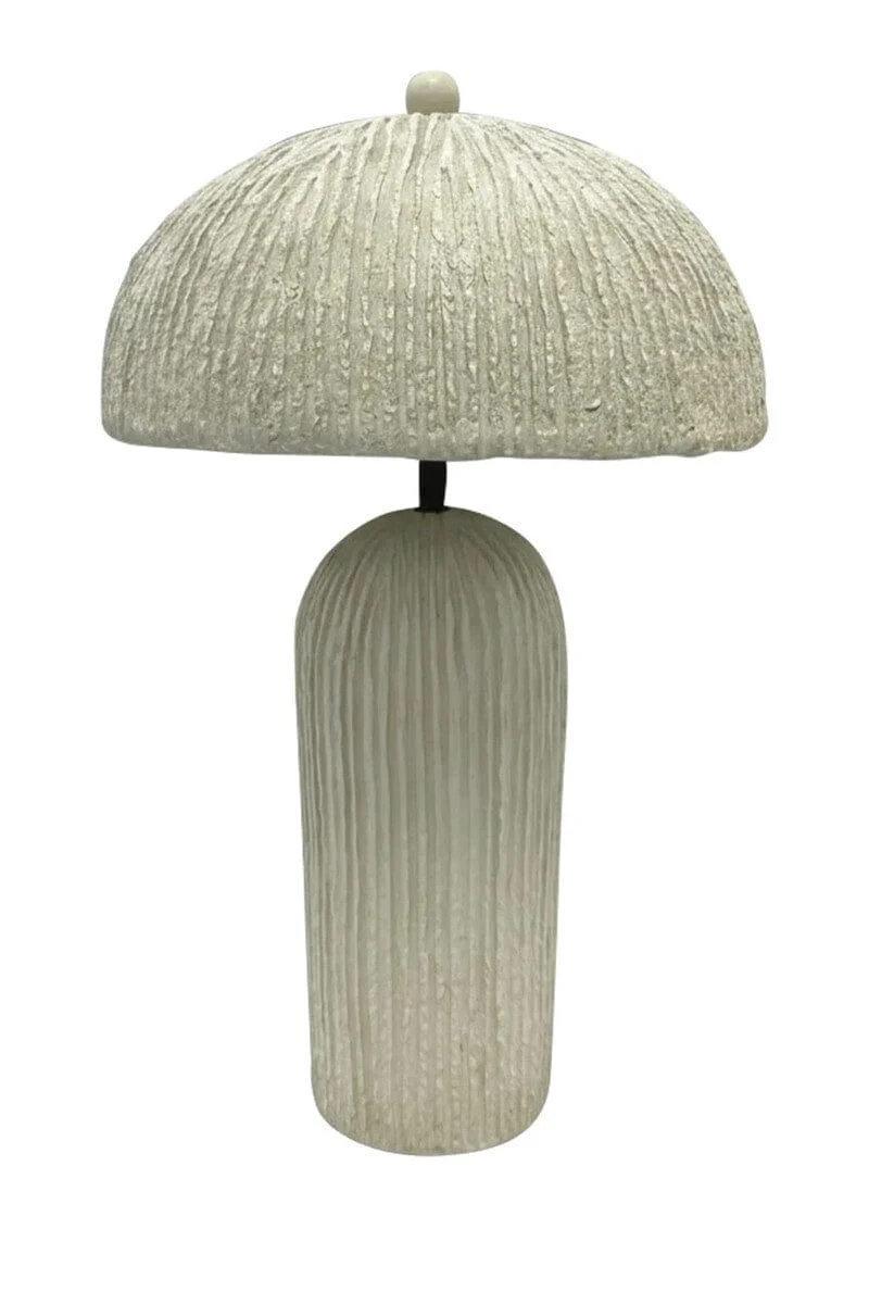 Carta Grey Etched Linear Design Papier Mache Domed Table Lamp