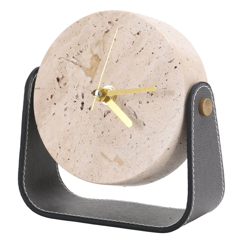 Desktop Clock in Beige Stone