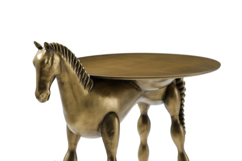 Troy Drinks Table Brass Finish