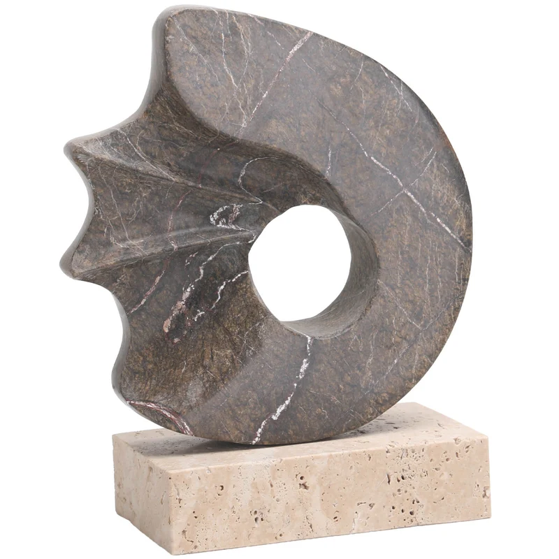 Geometric Sculpture in Brown Marble