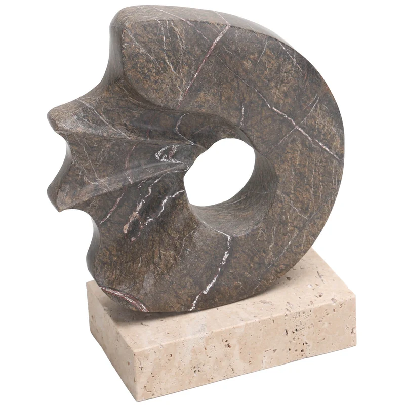Geometric Sculpture in Brown Marble