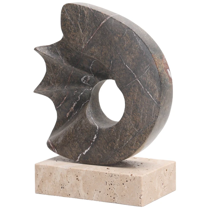 Geometric Sculpture in Brown Marble