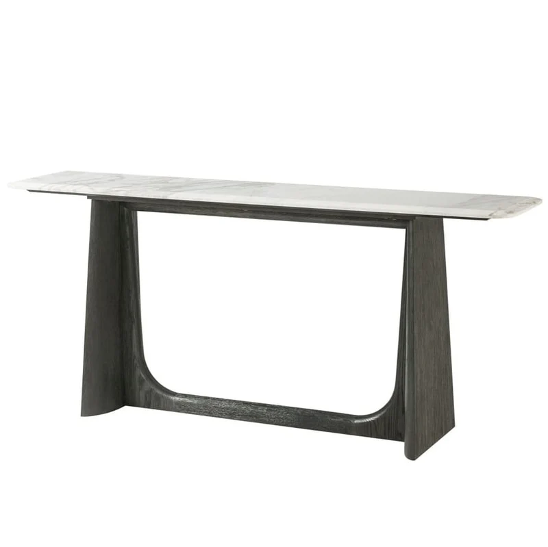 Repose Wooden Console Table Marble Top