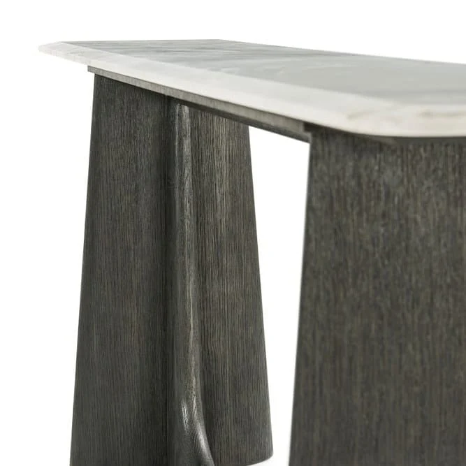 Repose Wooden Console Table Marble Top