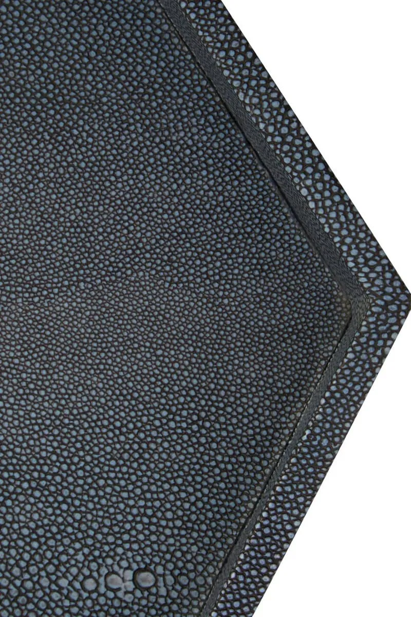 Cardona Set Of Two Hexagonal Blue Shagreen Effect Trays