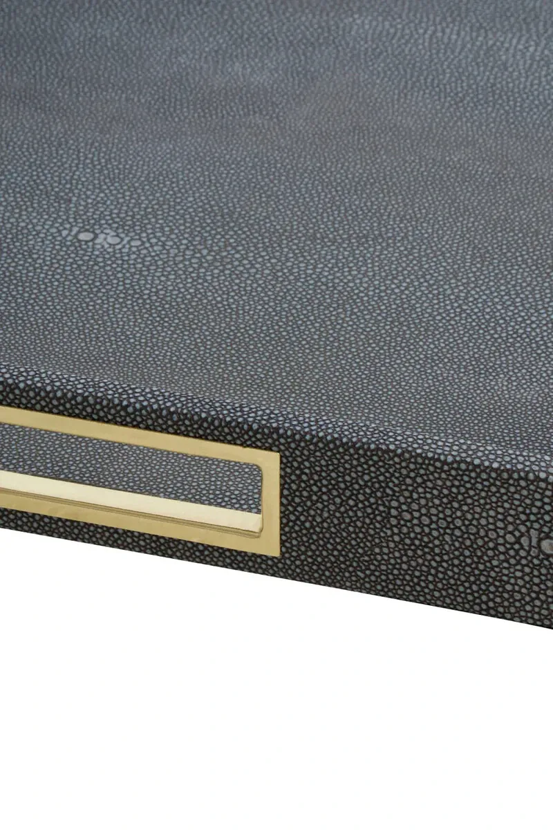 Cardona Set Of Two Hexagonal Blue Shagreen Effect Trays