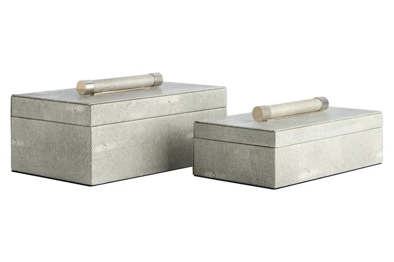 Cardona Set of Two Grey Shagreen Effect Trinket Boxes