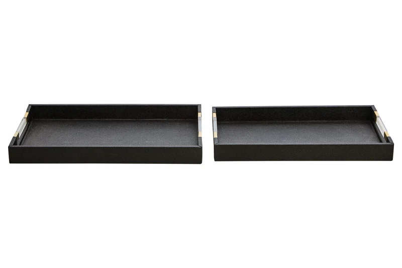 Cardona Set Of Two Black Shagreen Effect Trays
