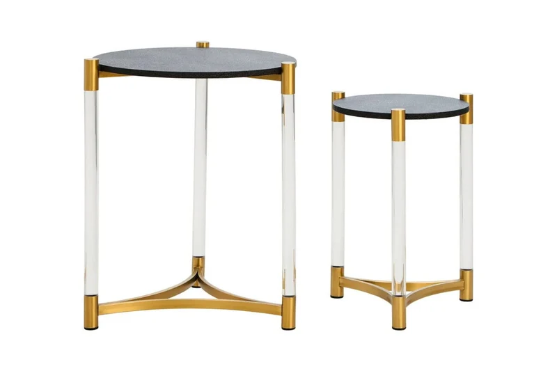 Cardona Set Of Two Black Shagreen Effect Side Tables