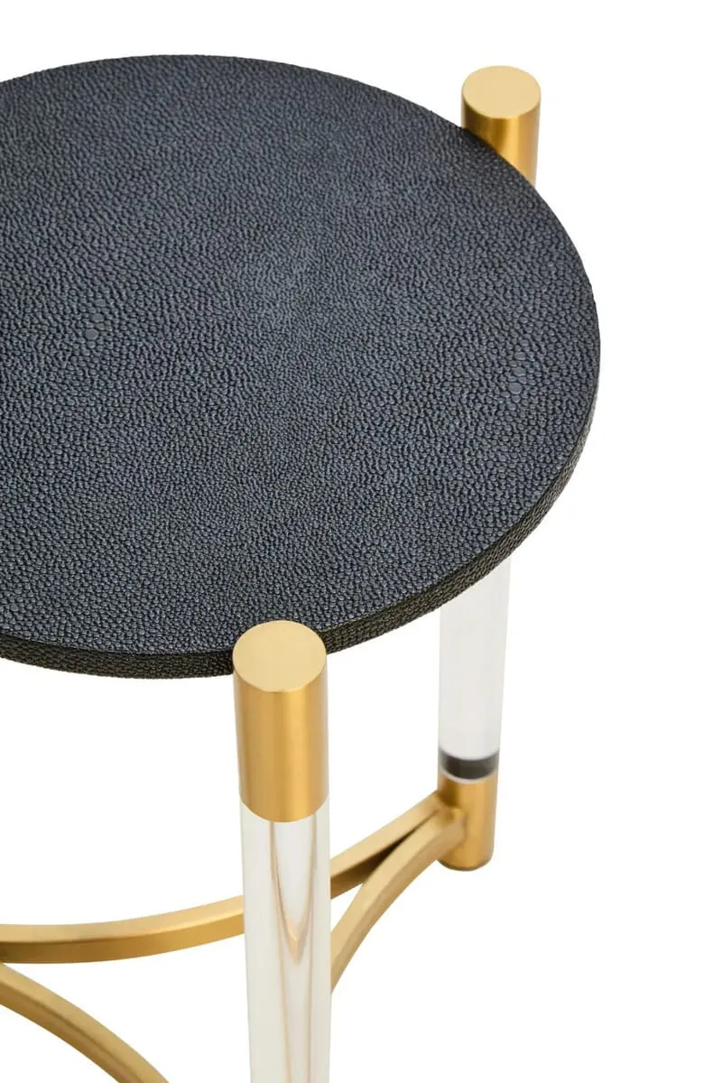 Cardona Set Of Two Black Shagreen Effect Side Tables