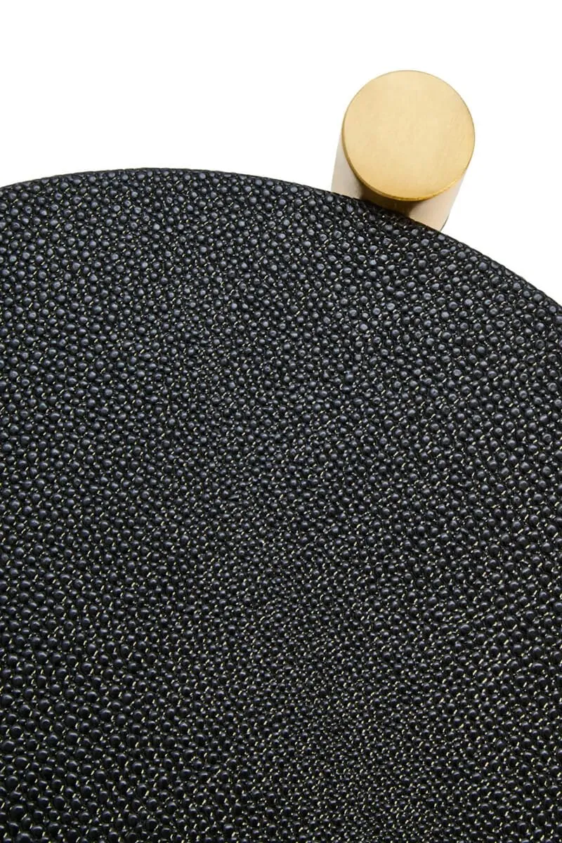 Cardona Set Of Two Black Shagreen Effect Side Tables
