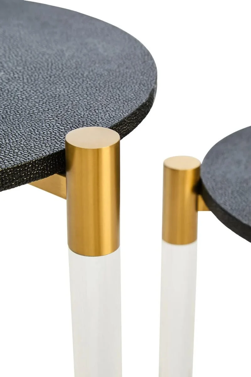 Cardona Set Of Two Black Shagreen Effect Side Tables