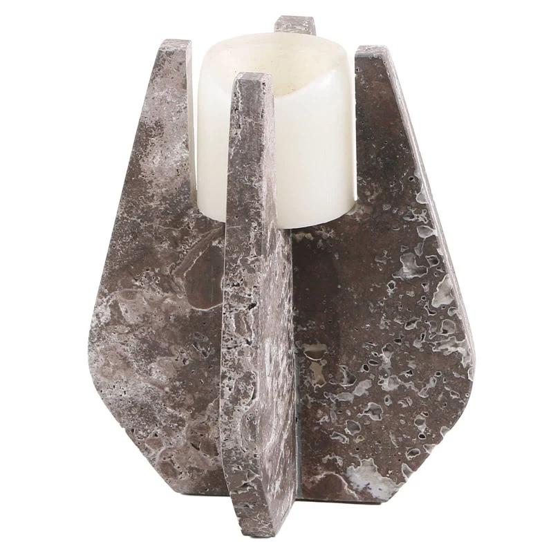 Candle Holder in Dark Grey Marble