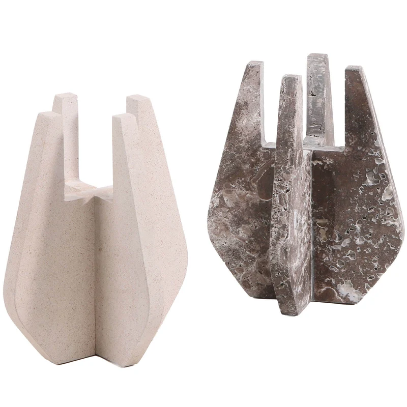 Candle Holder in Dark Grey Marble