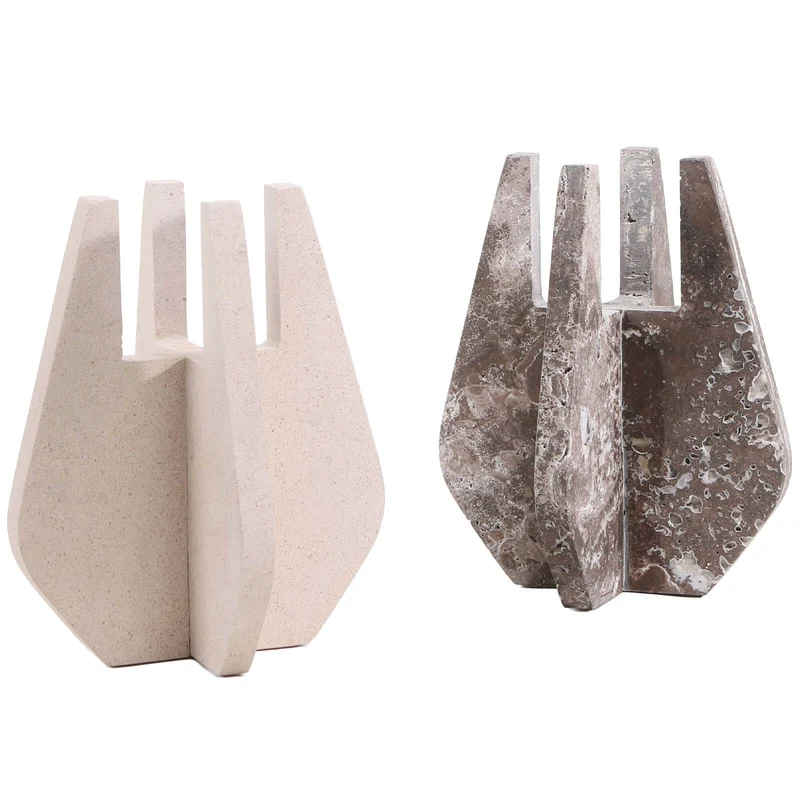 Candle Holder in Dark Grey Marble