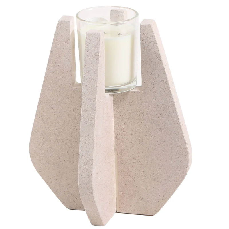 Candle Holder in Beige Marble
