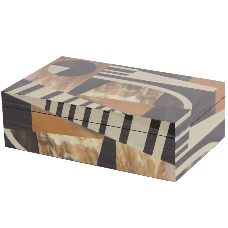 Abstract Geometric Marquetry Box