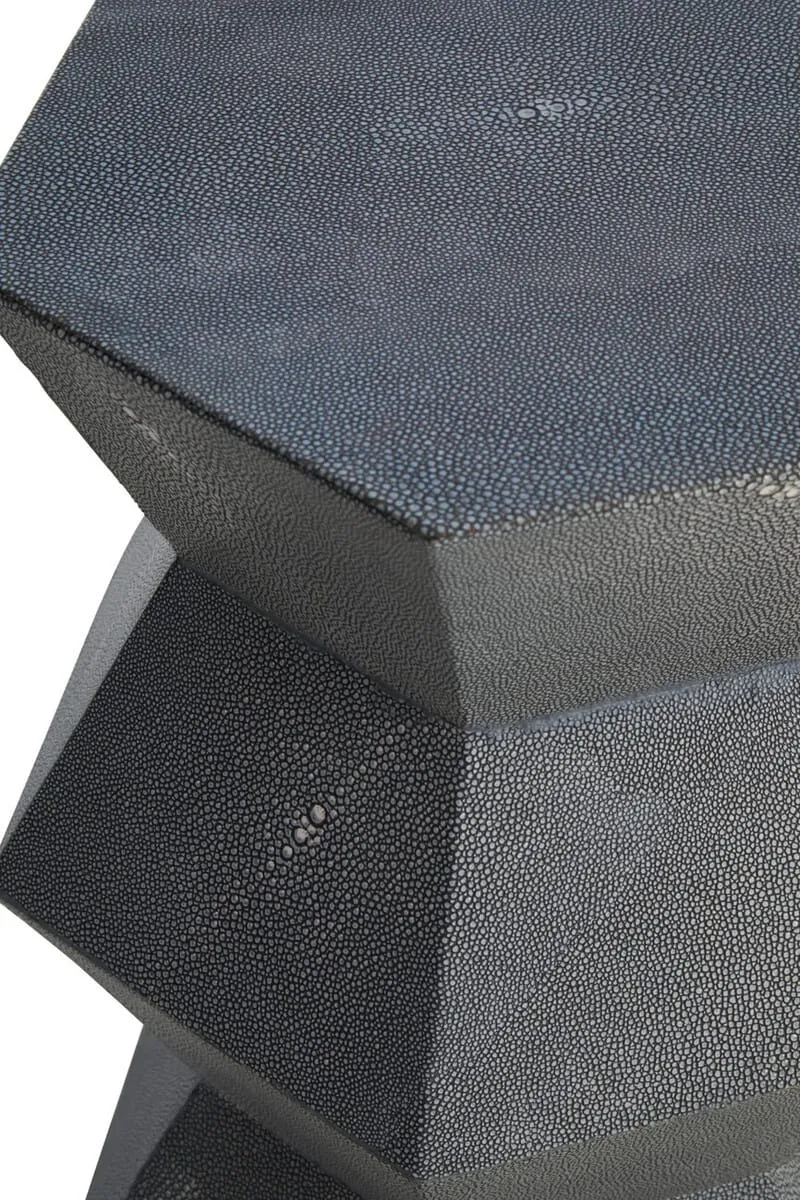 Cardona Blue Shagreen Effect Side Table