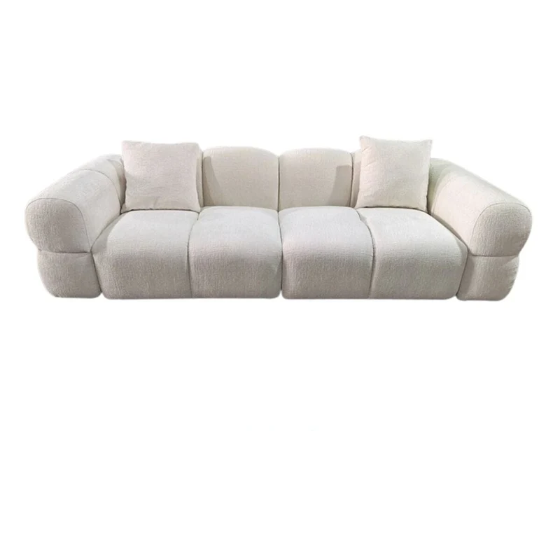 Anglet Cream Textured Fabric Large 3 Seater Sofa