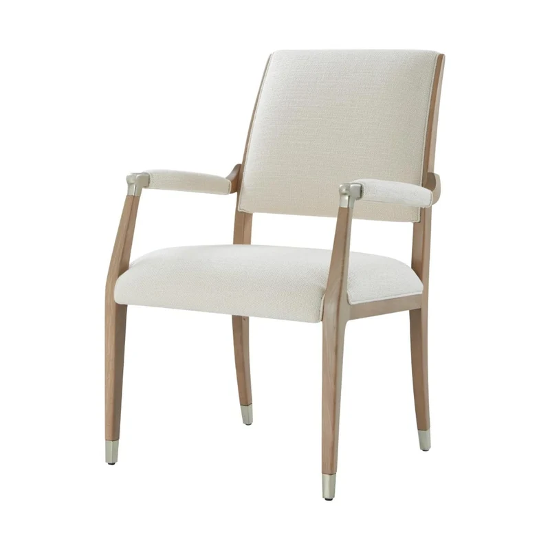 Origins Wooden Upholstered Dining Arm Chair in Sesame
