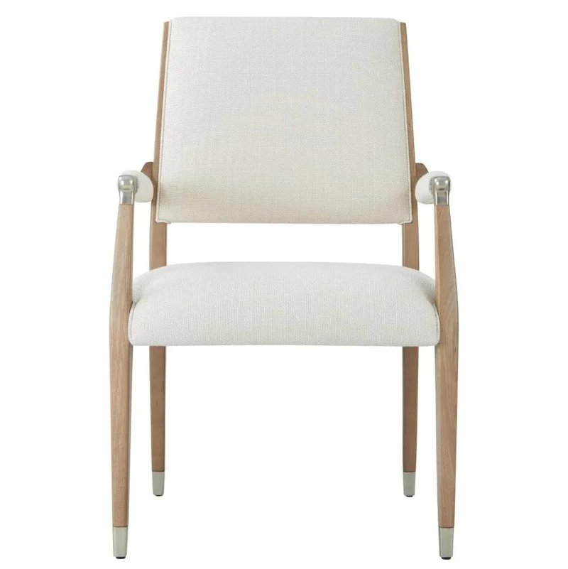 Origins Wooden Upholstered Dining Arm Chair in Sesame