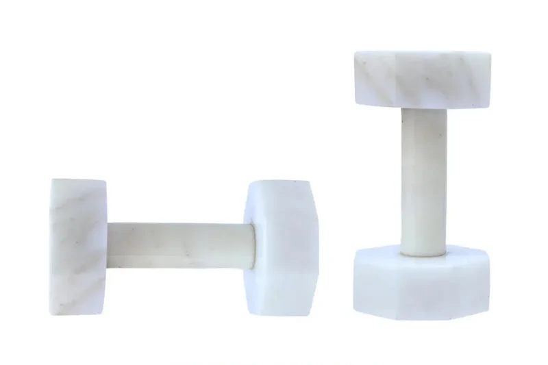 Zoro Set of Two Decorative White Marble Dumbbells