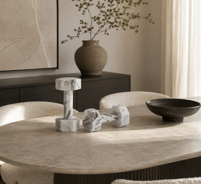 Zoro Set of Two Decorative Grey Marble Dumbbells