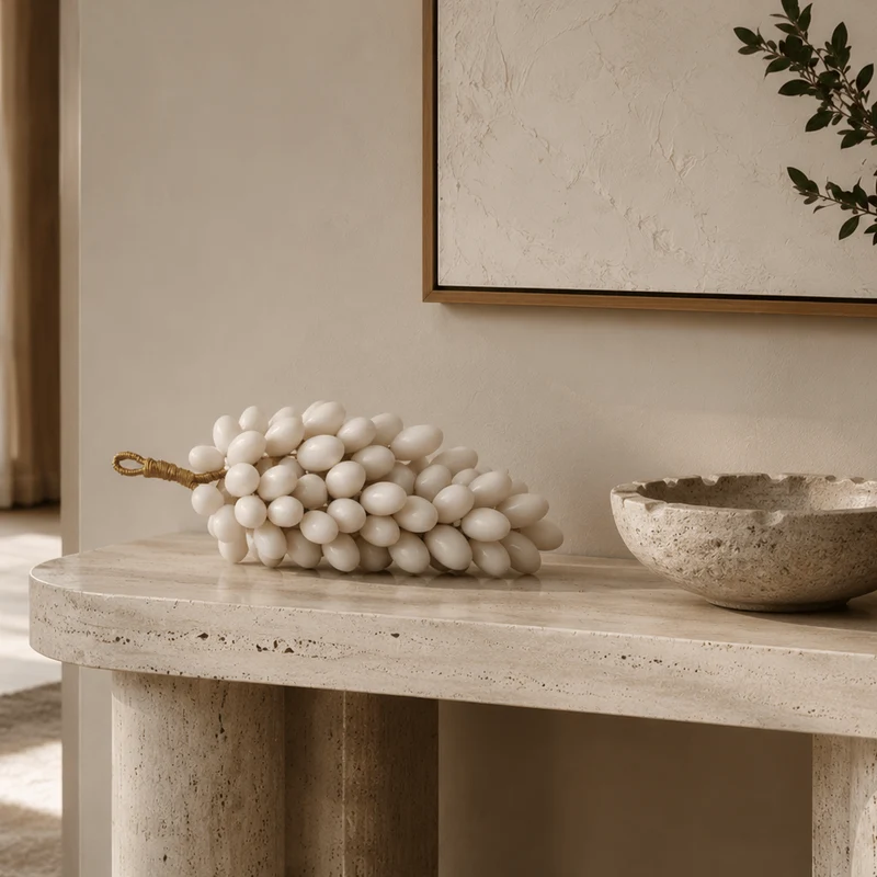 Zoro Large White Marble Decorative 100 Grapes