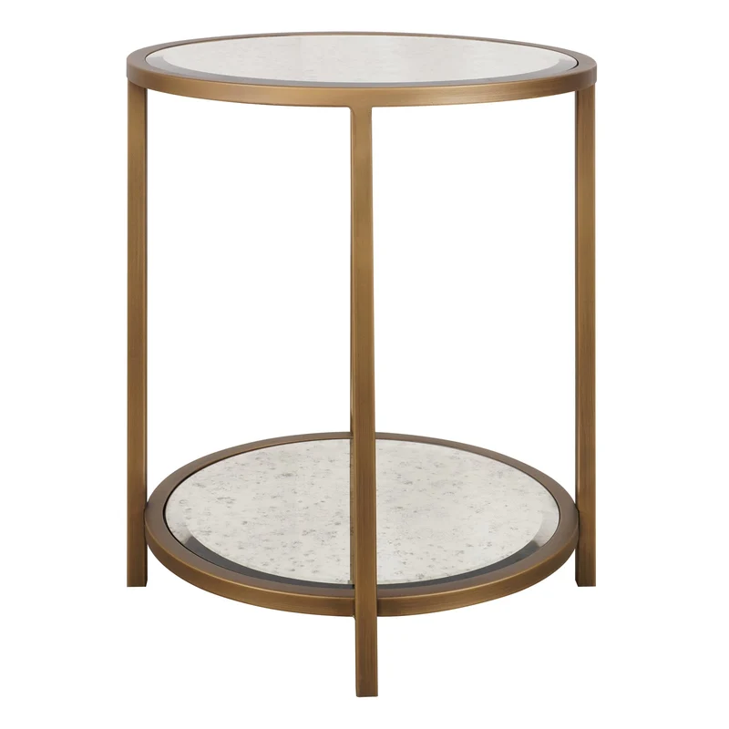 Upton Side Table in Antique Brass - Round