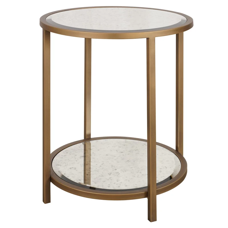 Upton Side Table in Antique Brass - Round
