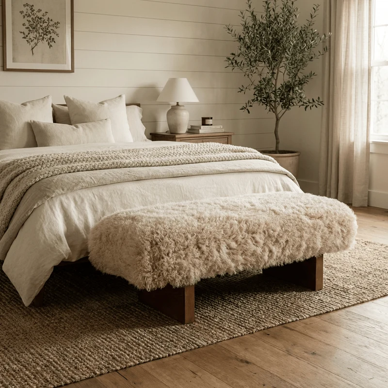 Pebworth Bench in Mongolian Fur