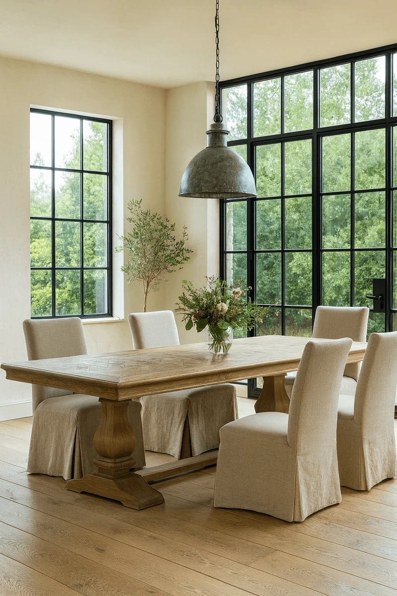Bath Extending Oak Parquet Dining Table 180-280cm