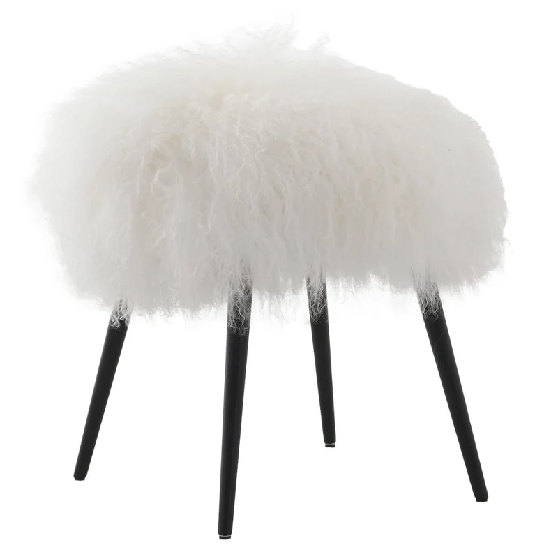 Baaarb Stool in White Faux Sheepskin