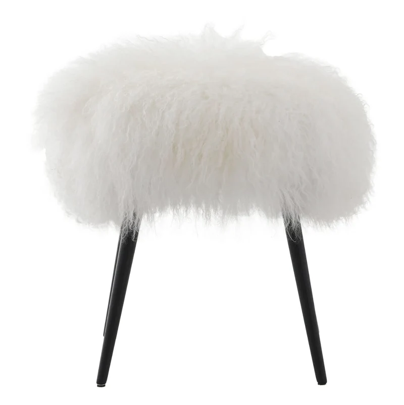 Baaarb Stool in White Faux Sheepskin