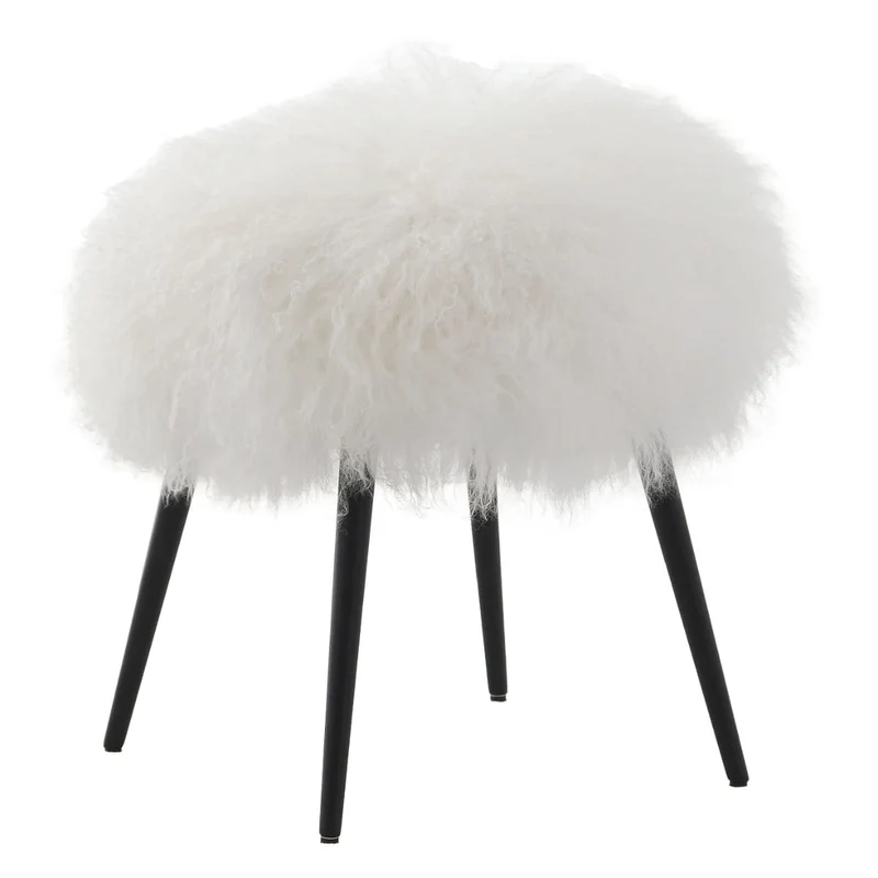 Baaarb Stool in White Faux Sheepskin