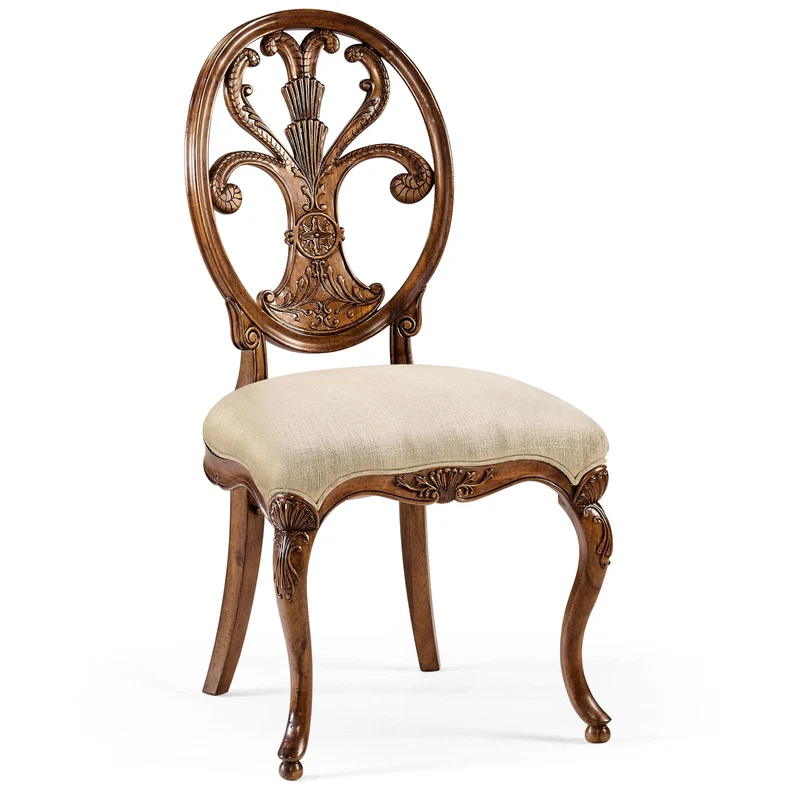 Sheraton Walnut Oval Back Side Chair in Antwerp