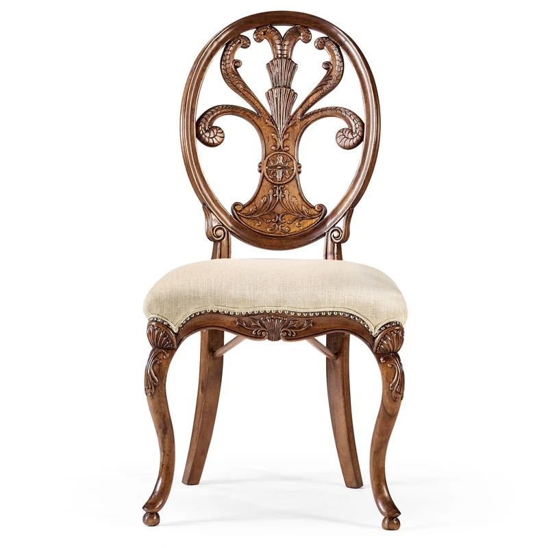 Sheraton Walnut Oval Back Side Chair in Antwerp