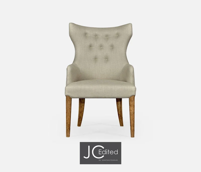 Winged Dining Armchair with Chestnut Leg - MAZO