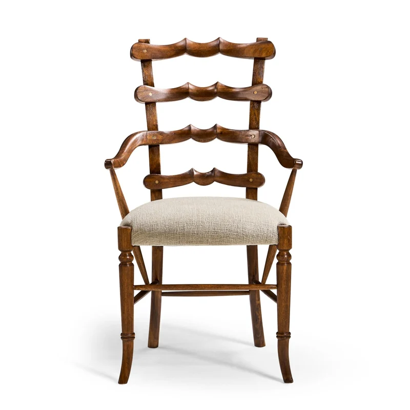 Walnut "Yoke" Ladderback Arm Chair in Shambala